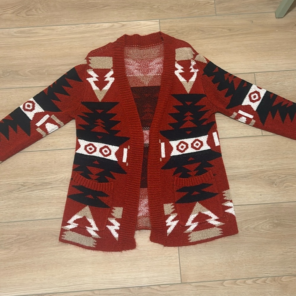 Malaven Women's Geometric Aztec Long Sleeve Oversized Cozy Knitted Cardigans